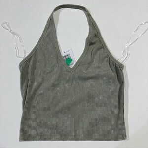 Stitch & Pine Chic Olive Halter Crop Top